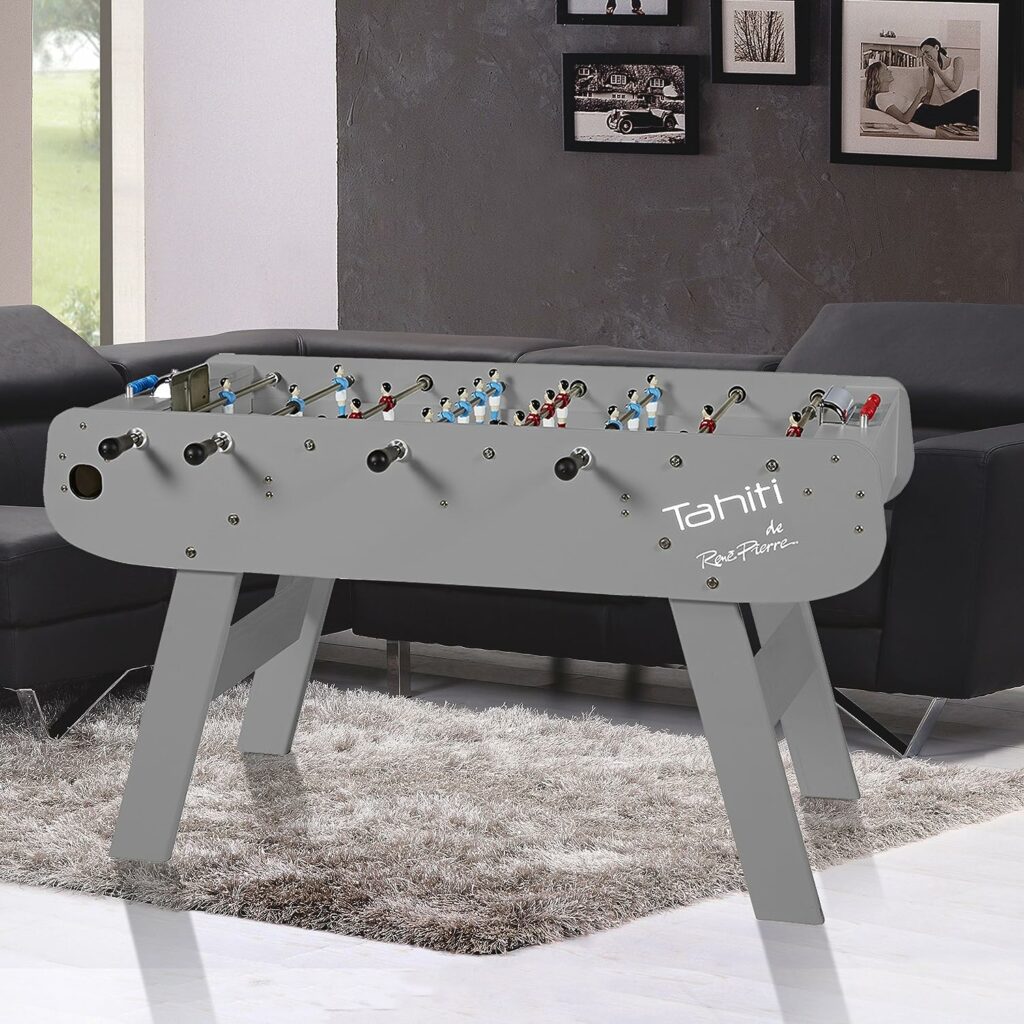 René Pierre Outdoor Foosball Table - Tahiti. Designed with Safety Telescoping Rods with Ergonomic Handles and 2 Single Goalies